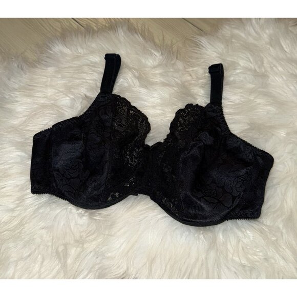 Vintage Playtex Secrets Unlined Bra Floral Lace Underwire Womens 34C Black 4420 - Picture 1 of 6